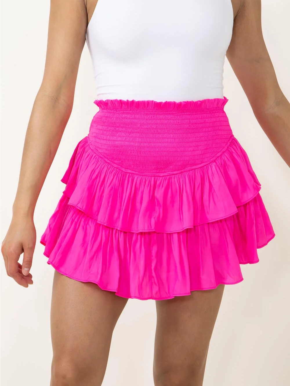 Mustard Seed Hot Pink Ruffle Tiered Mini Skirt